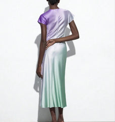 NOVEDAD: Vestido midi satinado mod. VIOLETTA. Talla S (da hasta la 36-38)