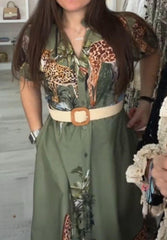 VESTIDO mod. SAFARI. Vestido camisero midi+ cinturón. Algodón 100 % . Colores disponibles: Negro, verde caqui, o blanco. Talla ÚNICA: hasta la 100 cm de pecho. Da desde la talla 34-36 hasta la 40