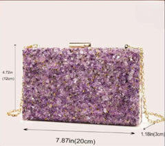 Party bag. Clutch in LILAC, PURPLE, PINK AND SALMON colors. Very combinable and elegant