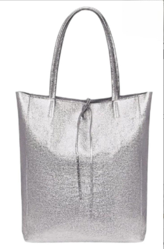 Novelty!! Soft Leather Tote Bag in Gold, Silver. or Bronze.
