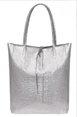 Novelty!! Soft Leather Tote Bag in Gold, Silver. or Bronze.