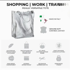 Novelty!! Soft Leather Tote Bag in Gold, Silver. or Bronze.