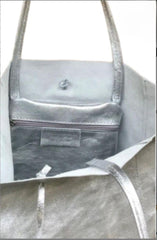 Novelty!! Soft Leather Tote Bag in Gold, Silver. or Bronze.