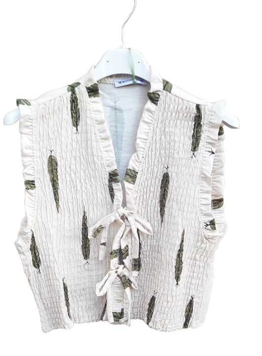 CONJUNTO: Pantalón + Chaleco mod. HOJAS. Talla ÚNICA: da desde la 34 hasta la 4