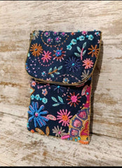 Green mobile phone bag with sequins. Craftsman. Novelty