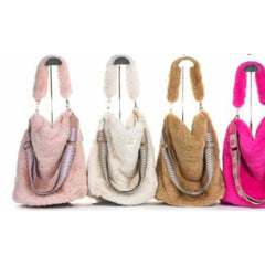 Plush bag. Made of soft and fluffy fabric. It's not heavy. Lovely plush tote bag + 2 straps