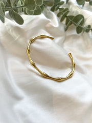 BAMBOO Gold Bracelet in Stainless Steel. BAMBOO open bracelet