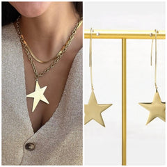 Long star earrings in Stainless Steel