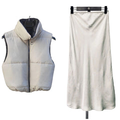 CONJUNTO: Falda lencera marfil o Falda talla M+ Chaleco Mod. Azores. Chaleco acolchado