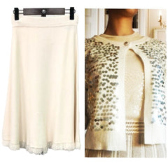 CONJUNTO: Coleccion HELENA: Falda de punto desflecada modelo VAINILLA + Chaqueta de Lentejuelas mod. Helena 2. Talla única. Da hasta la talla 38-40