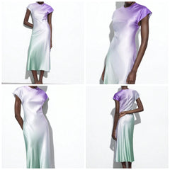 NOVEDAD: Vestido midi satinado mod. VIOLETTA. Talla S (da hasta la 36-38)