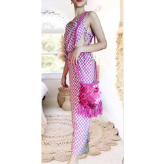 100% cotton mesh bag. Ecological, reusable. It's not heavy. 0 waste bag