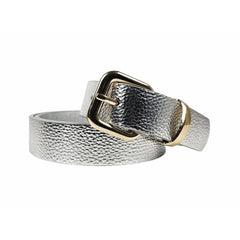 SILVER Belt + Matching Bee Bag. Metallic leather.