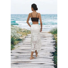 Falda larga de crochet + Top BLANCO