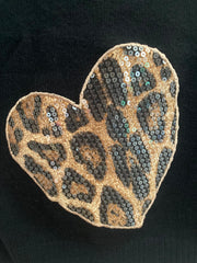 JERSEY Mod CORAZÓN. Jersey negro con corazones en animal print. Talla única: da desde la Talla 34 hasta la 42. Calidad PREMIUM