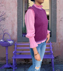NOVEDAD: Chaleco morado de punto. Talla única (da hasta la talla 40).