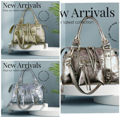 Genuine leather bag in metallic colors: GOLD, SILVER and BRONZE. Balenciaga Inspiration