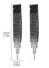 Party earrings with black diamonds. Long earrings. Novelty