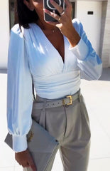 Body Sexy de manga larga. Color NEGRO. Escote en pico. Talla unica. NOVEDAD