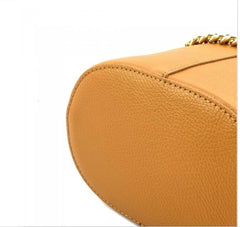 RED leather bucket bag with gold chain + long handle