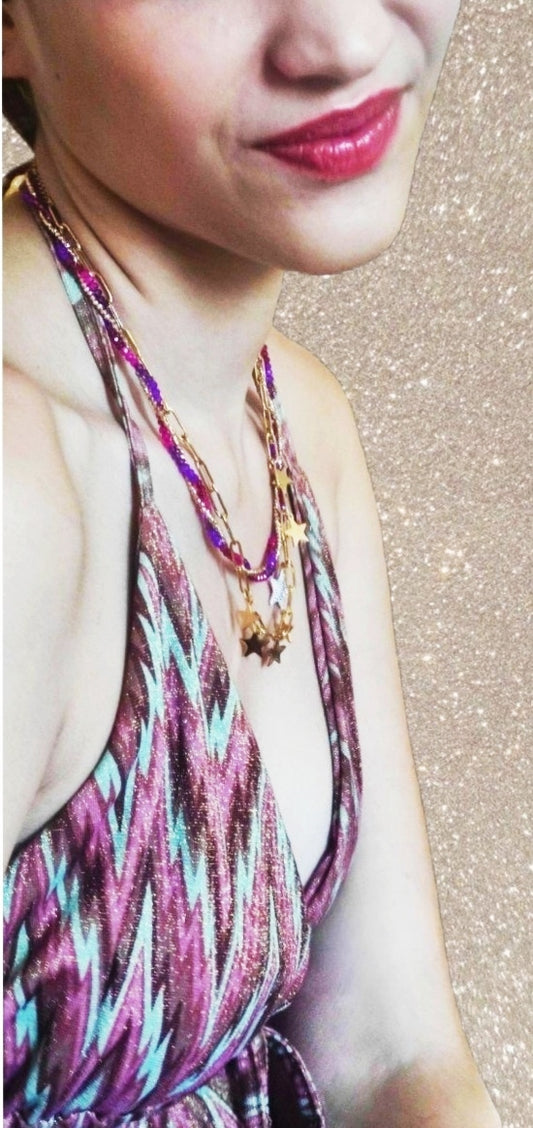 CONJUNTO Mod. Misson. Vestido largo. Lurex Dorado, granate y verde salvia. Talla única. Da hasta la 38