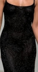 VESTIDO Midi Modelo Máxima. Vestido Glitter Negro. Talla única. Da hasta la 38 - 40