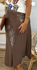 FALDA de lentejuelas modelo CHOCOLATE. Talla única. Da hasta la talla 40-42