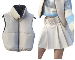 CONJUNTO: Falda lencera marfil o Falda talla M+ Chaleco Mod. Azores. Chaleco acolchado