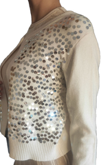 CONJUNTO: Coleccion HELENA: Falda de punto desflecada modelo VAINILLA + Chaqueta de Lentejuelas mod. Helena 2. Talla única. Da hasta la talla 38-40