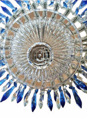 Lámpara de araña VENECIANA realizada con cristal de altade araña VENECIANA realizada con cristal de alta calidad en color AZUL y TRANSPARENTE. Lampara veneciana vintage