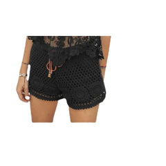 Black crochet shorts