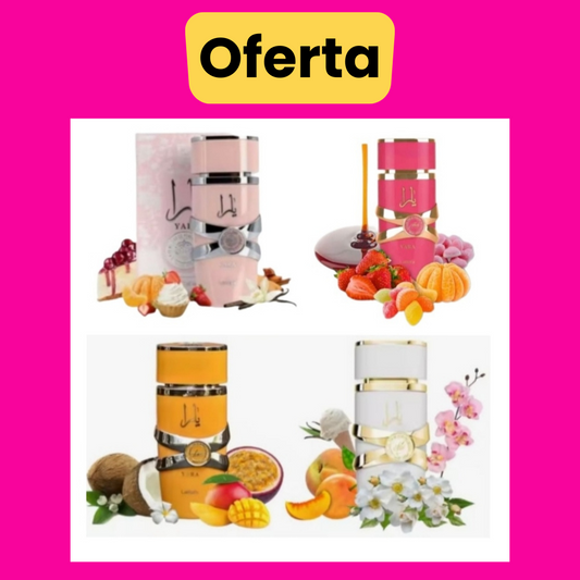 ! Oferta! Pack 4 Perfumes YARA: ROSA, MOI, TOUS y el nuevo CANDY. Lataffa Original. 100 ml. Perfume árabe mujer. Alta durabilidad. Perfume seducción (copia)