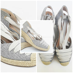 Gray espadrilles with linen-like fabric