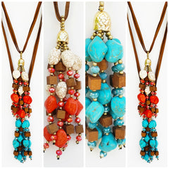 Collares boho azul turquesa