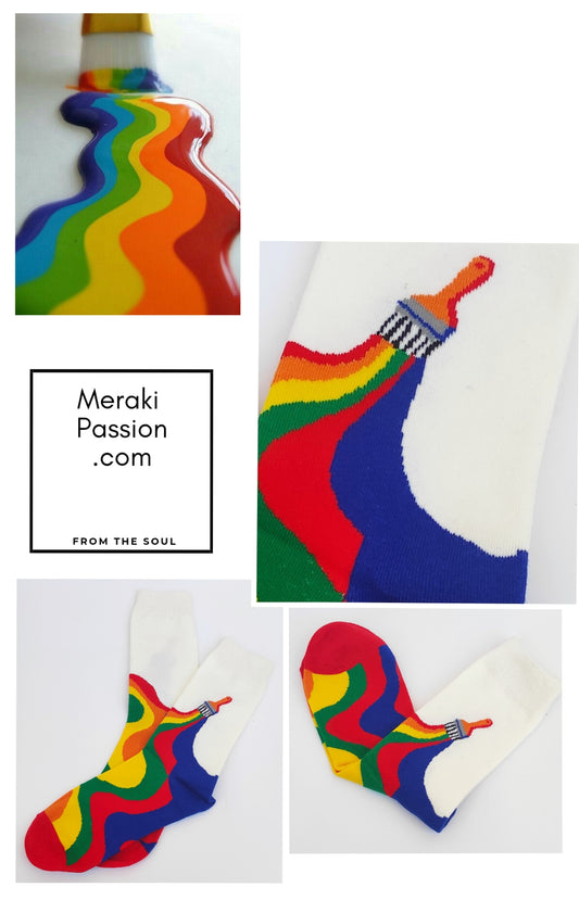 Calcetines divertidos con estampado de PINTURA de COLORES.
