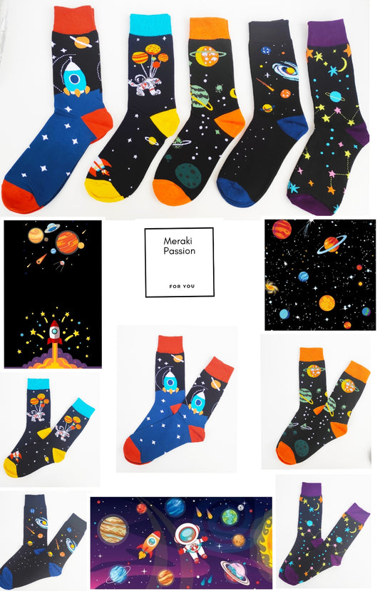 Pack 5 Calcetines divertidos con estampado del ESPACIO