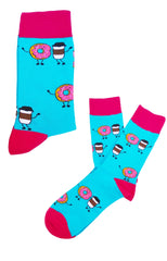 Calcetines Divertidos, con estampados de DONUTS y CAFÉ. Unisex. Talla única