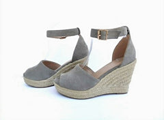 High wedge espadrilles in gray suede