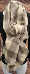 Oversize tartan print scarf in camel colors