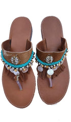 Set of pony skin bag + leather sandals + leather belt