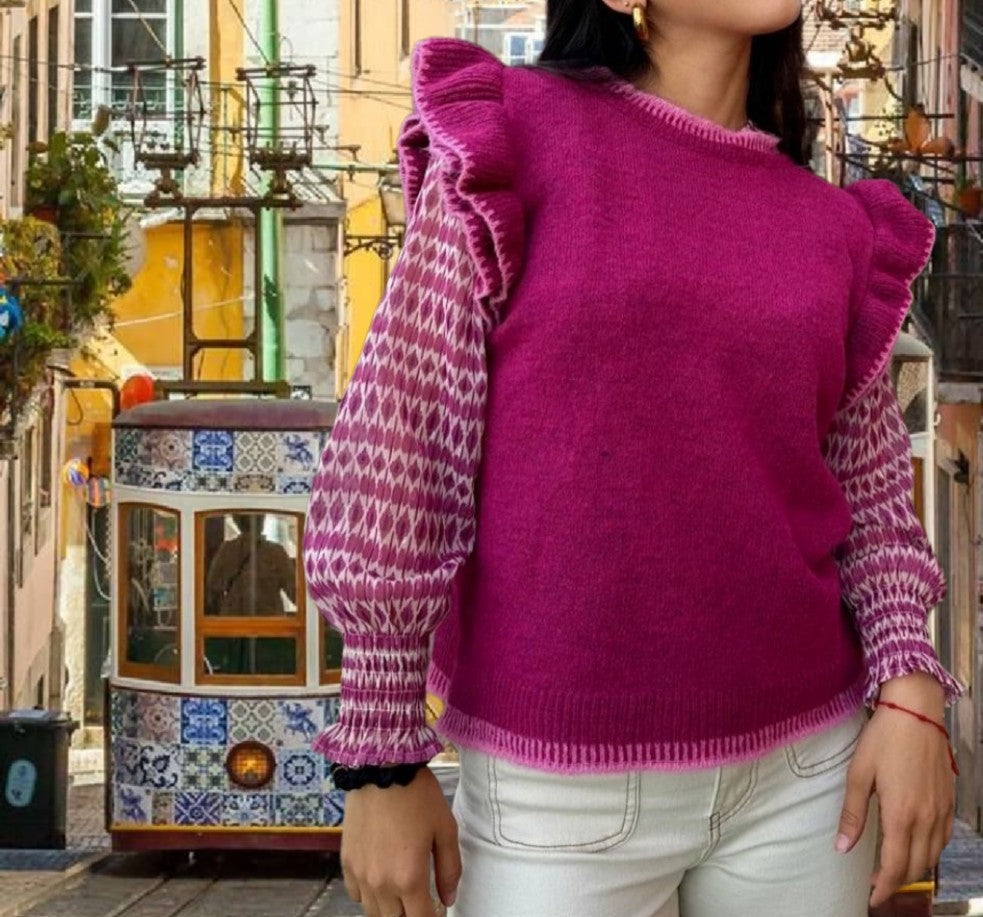 Chaleco FUCSIA ribeteado. Talla única.