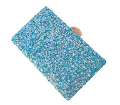 Clutch in TURQUOISE BLUE color. TURQUOISE BLUE party bag