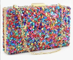 Party bag. Multi-color pebble clutch. Very combinable and elegant