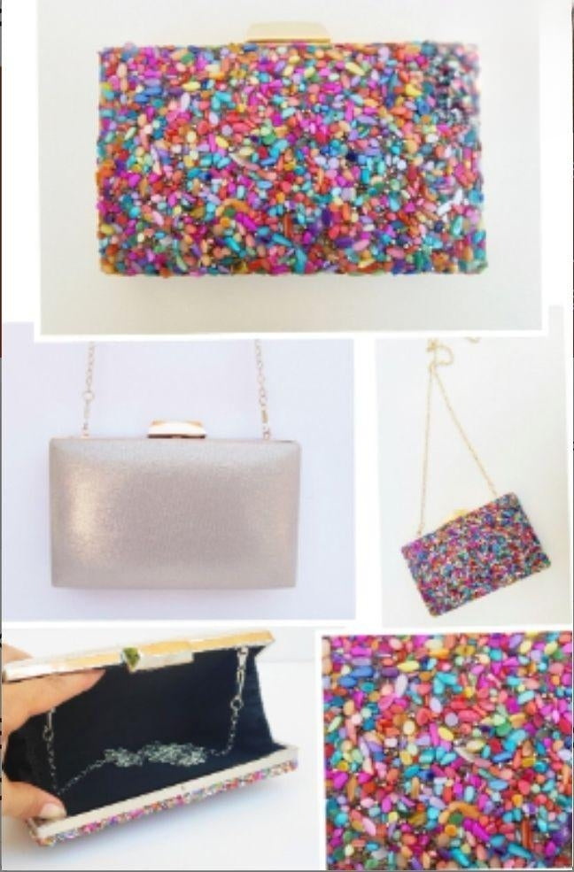 Party bag. Multi-color pebble clutch. Very combinable and elegant