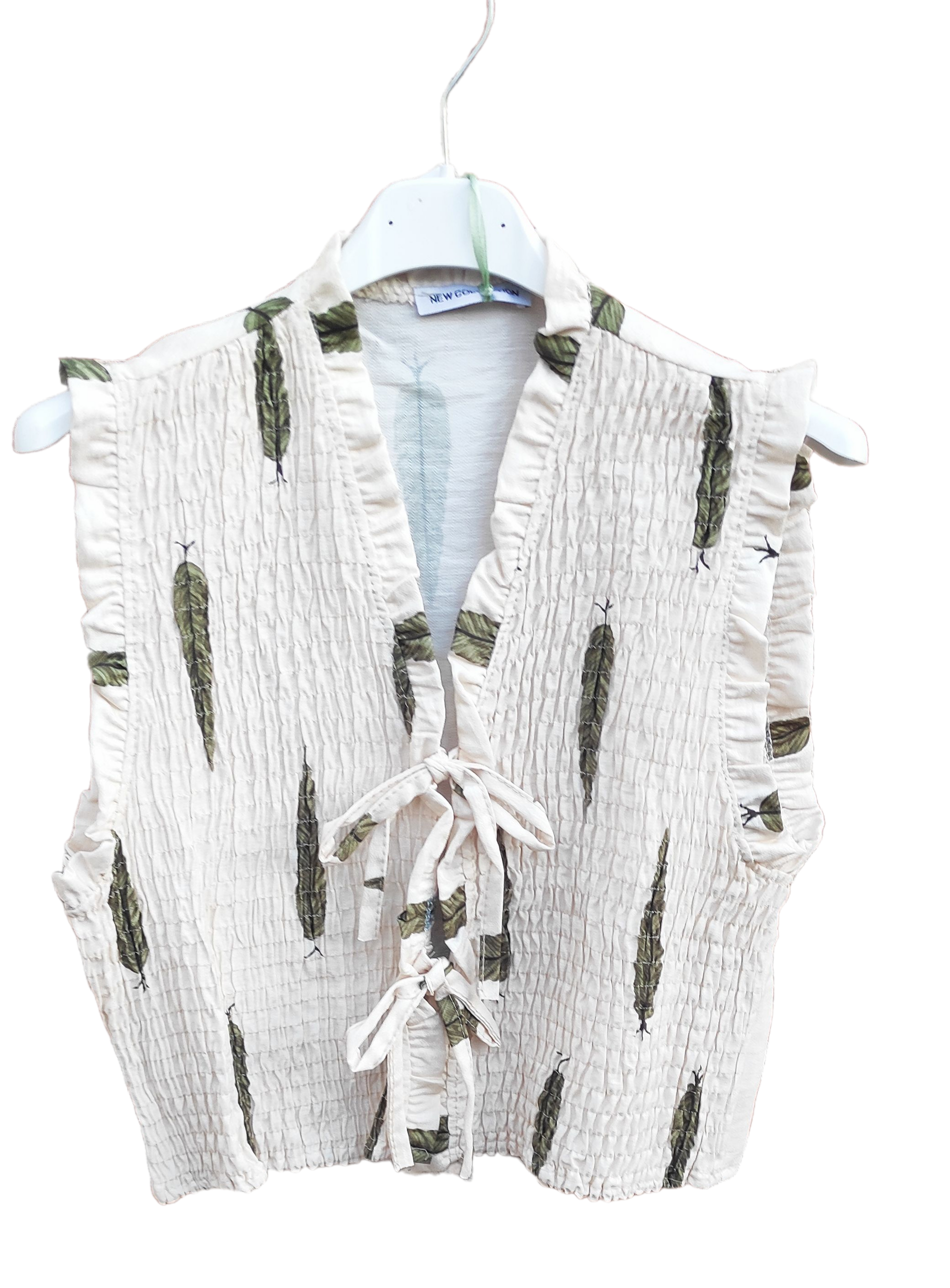 CONJUNTO: Pantalón + Chaleco mod. HOJAS. Talla ÚNICA: da desde la 34 hasta la 4