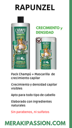 NOVEDAD: PACK Champú PROFESIONAL para RIZOS 1.000 ml.+ Mascarilla 1.000 ml.:   . Sin parabenos ni sulfatos.