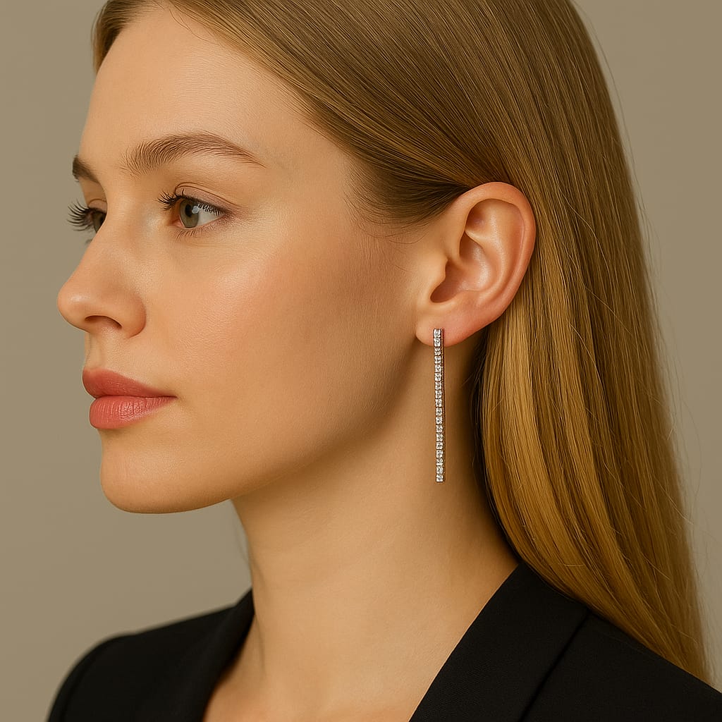 Long star earrings in Stainless Steel