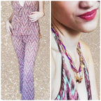 CONJUNTO Mod. Misson. Vestido largo. Lurex Dorado, granate y verde salvia. Talla única. Da hasta la 38