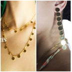 CONJUNTO Mod ROMA. Lurex Dorado, teja oscuro y verde salvia. Falda larga. Talla única. Da hasta la talla 38
