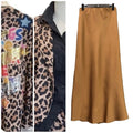 CONJUNTO: FALDA LENCERA CAMEL + AMERICANA Animal Print mod QUEEN  (tonos cálidos). Talla única. Da hasta la talla 38. CALIDAD PREMIUM